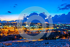 Sunset view of Jerusalem from the mount of olives, Israel