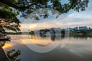 Sunset view of Jiangxin Island in wenzhou, Zhejiang Province, China