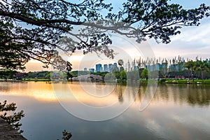 Sunset view of Jiangxin Island in wenzhou, Zhejiang Province, China