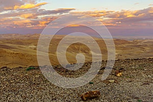 Sunset view of the Judaean Desert and the Dead Sea