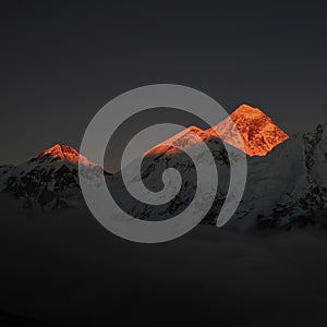 Sun lit Mount Everest,Nepal