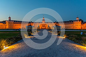 Sunset view of Karlsruhe palace in Germany