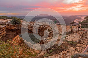 Sunset view of the Keshet Cave