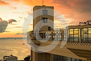 Sunset view from the Lacerda Elevator in the Historic Center of Salvador, Bahia, Brazil