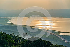 Sunset view at Lam TaKhong Dam Reservoir, Nakhon Ratchasima Thailand