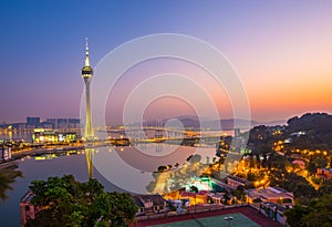 Sunset view of Macau city skyline