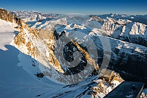 Sunset view from the Mont Blanc top. photo