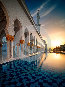 Sunset view at Mosque, Abu Dhabi, United Arab Emirates