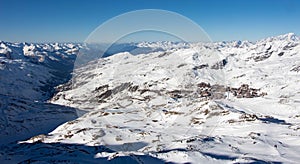 Val thorens les menuires valley sunset view snowy mountain landscape France alpes