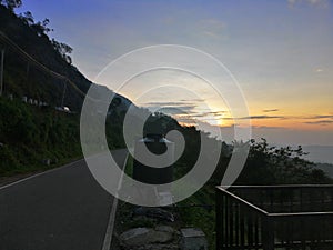 Sunset view at mountainous road in nuwara eliya , sri lanka
