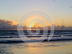 Sunset View at Muriwai beach, New Zealand.