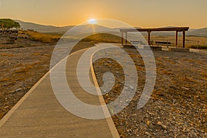 Sunset view of an observation point, Hula Valley, Tel Hazor