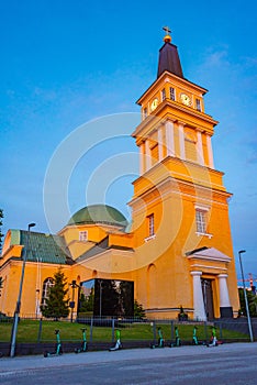 Sunset view of Oulu cathedral in Finland