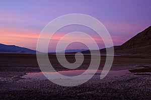 Sunset view over Badwater Basin, Death Valley National Park