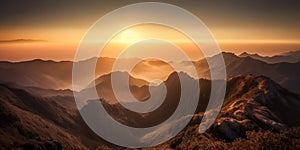 sunset view over mountain , Generative AI