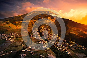 Sunset view over the mountain