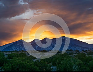 Sunset view over the San Francisco peaks in Northern Arizona 1