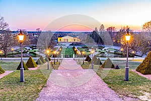 Sunset view of Palace at the botanical garden in Uppsala, Sweden