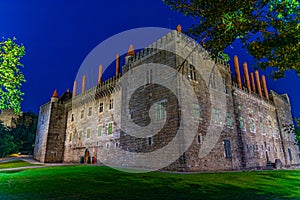 Sunset view of Palace of the duques of Braganca in Guimaraes, Portugal photo