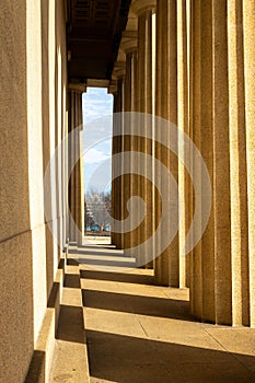 Sunset view of Parthenon Replica at Centennial Park in Nashville, Tennessee