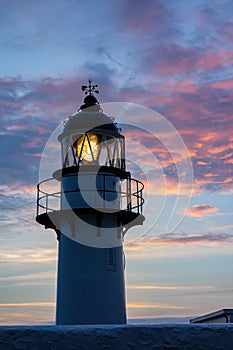 Sunset view of the Penghu lighthouse