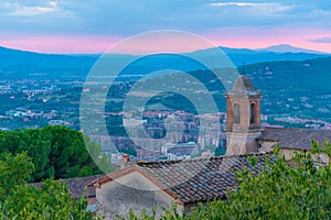 Sunset view of Perugia from Rocca Paolina, Italy