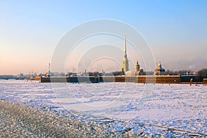 Sunset view of Peter and Paul Fortress