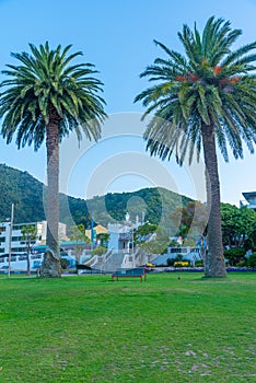 Sunset view of Picton memorial park in New Zealand