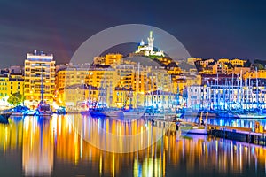 Sunset view of Port Vieux at Marseille, France