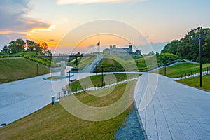 Sunset view of Rakvere castle and venue for cultural events in E