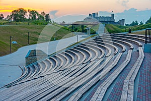 Sunset view of Rakvere castle and venue for cultural events in E