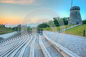 Sunset view of Rakvere castle and venue for cultural events in E