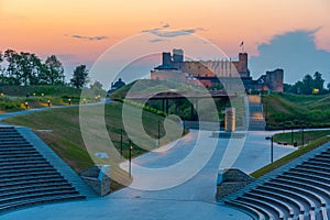 Sunset view of Rakvere castle and venue for cultural events in E