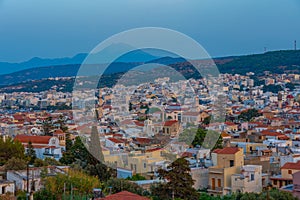 Sunset view of rooftops of Greek town Rethimno at Crete island