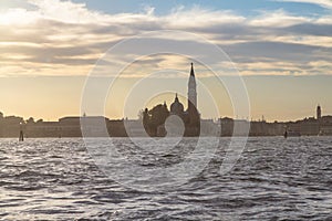 Sunset view of San Giorgio Maggiore in Venice