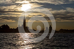 Sunset view of San Giorgio Maggiore in Venice