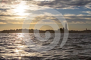 Sunset view of San Giorgio Maggiore in Venice