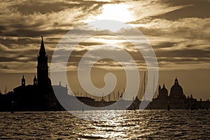 Sunset view of San Giorgio Maggiore in Venice