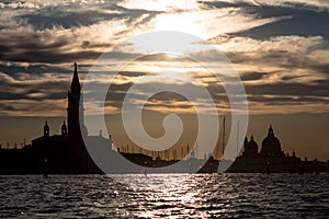 Sunset view of San Giorgio Maggiore in Venice