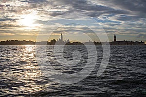 Sunset view of San Giorgio Maggiore in Venice