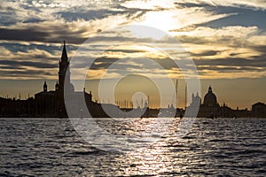 Sunset view of San Giorgio Maggiore in Venice