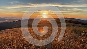 Sunset view of the Santa Cruz mountains