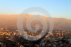 Sunset View of Santiago Chile from Sky Costanera photo