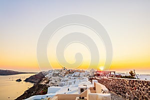 Sunset view of Santorini island in Greece