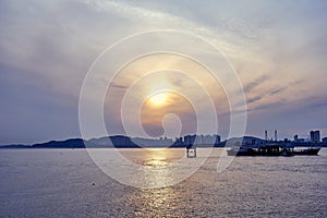 Sunset view of sea at Incheon, South Korea