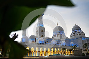 Sunset view of the Sheikh Zayed Grand Mosque in Surakarta, Central Java, Indonesia. Very beautiful and majestic