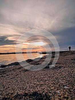 sunset view on Sindangkerta beach photo