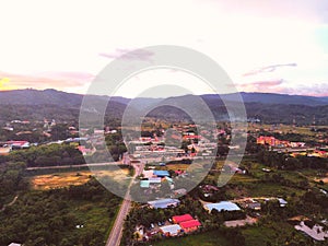 Sunset view of small town. Tambunan town.