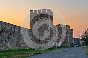 Sunset view of Smederevo fortress in Serbia