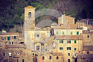 Sunset view of Sorano, Tuscany